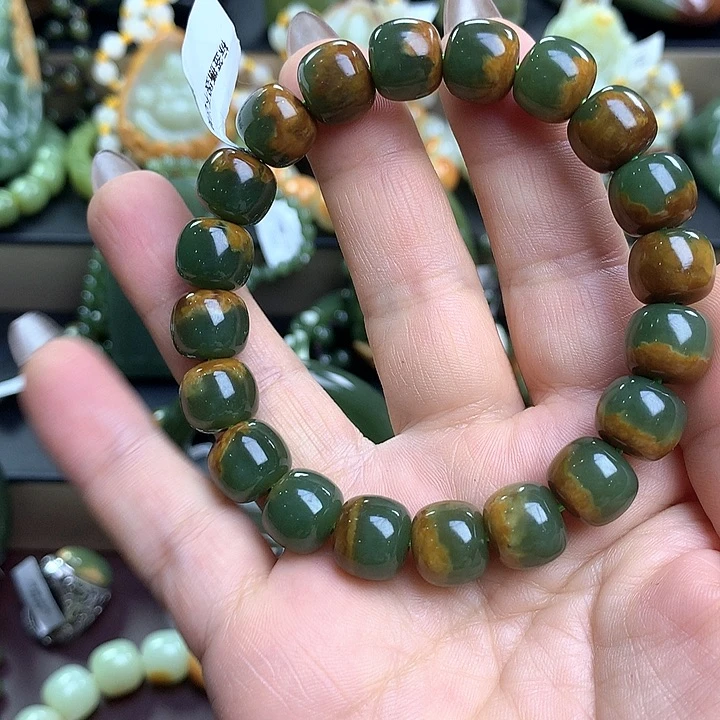 涛***培手串未镶嵌和田玉（糖玉）