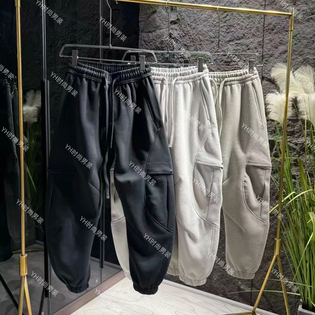 冬季新款时尚潮流立体剪裁工装大口袋宽松休闲百搭加厚弯刀束脚裤