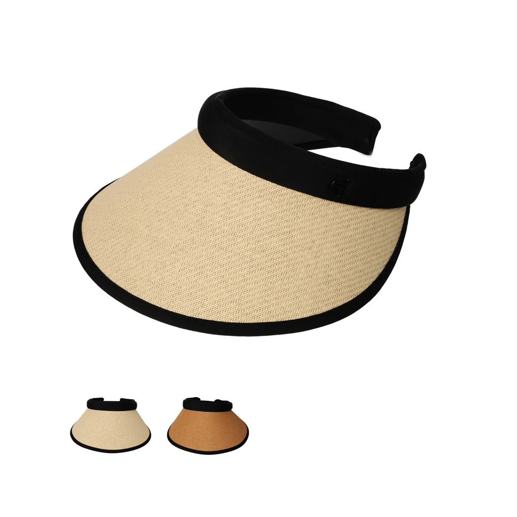 防晒黑胶纸布空顶草帽(款式随机)