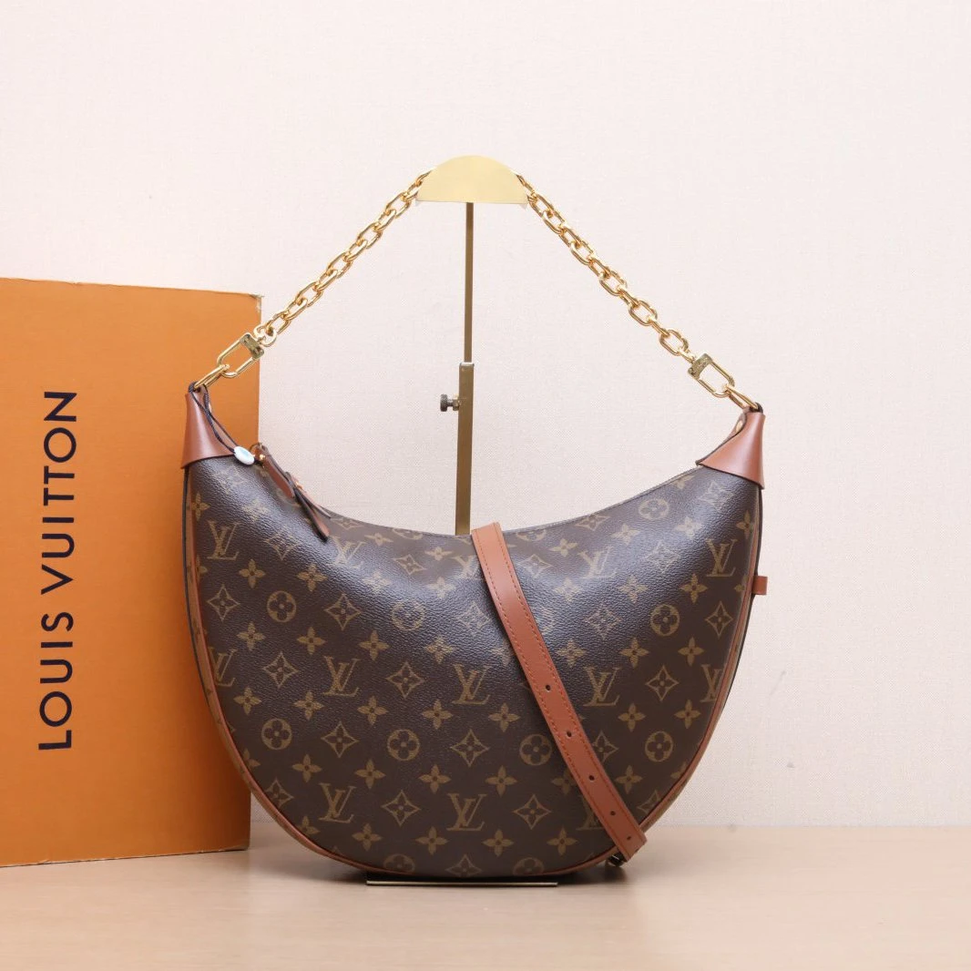 99新 LouisVuitton/路易威登 小花双双 大豌豆月亮包 老花 芯片