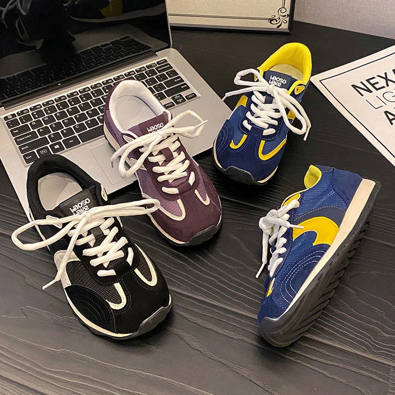 贾不假运动鞋女款2025新款秋季潮流拼色百搭网红款小个子德训鞋子