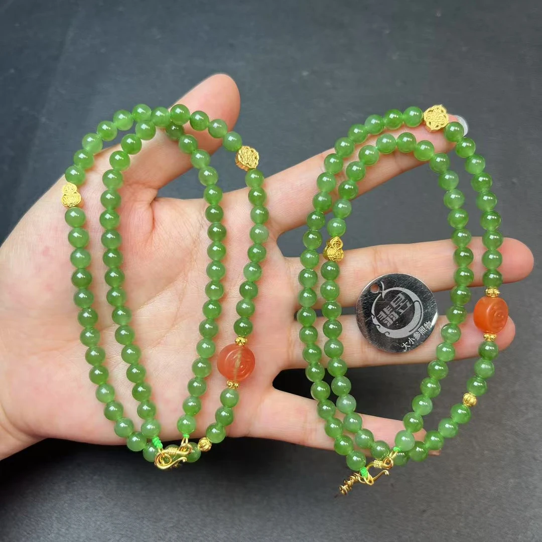 36353T02-4N6-和田玉珠链颈饰/约5+/约74颗/-多样性发其一