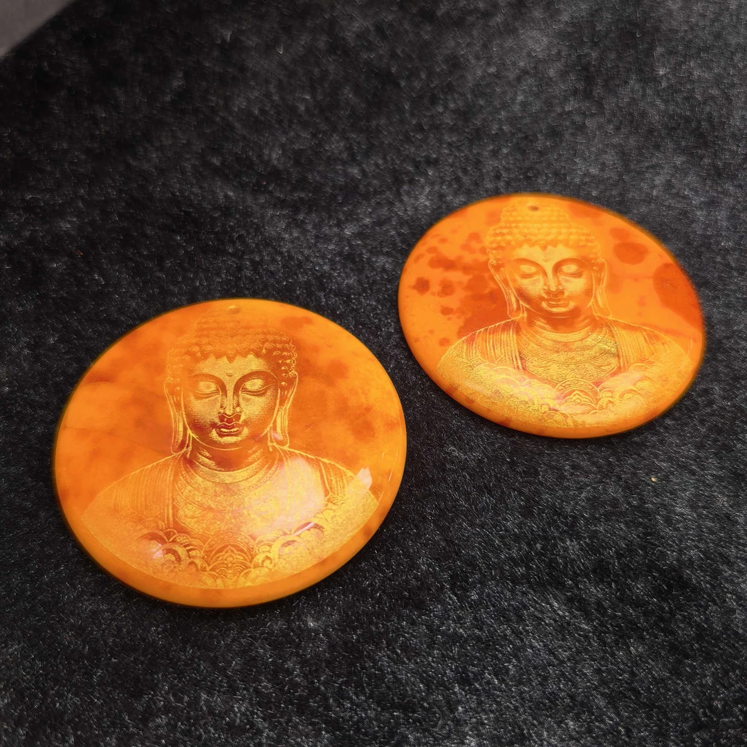 S8340血胆大漠肉苁蓉玛瑙圆牌吊坠-配珠链-多样性发货只发一件