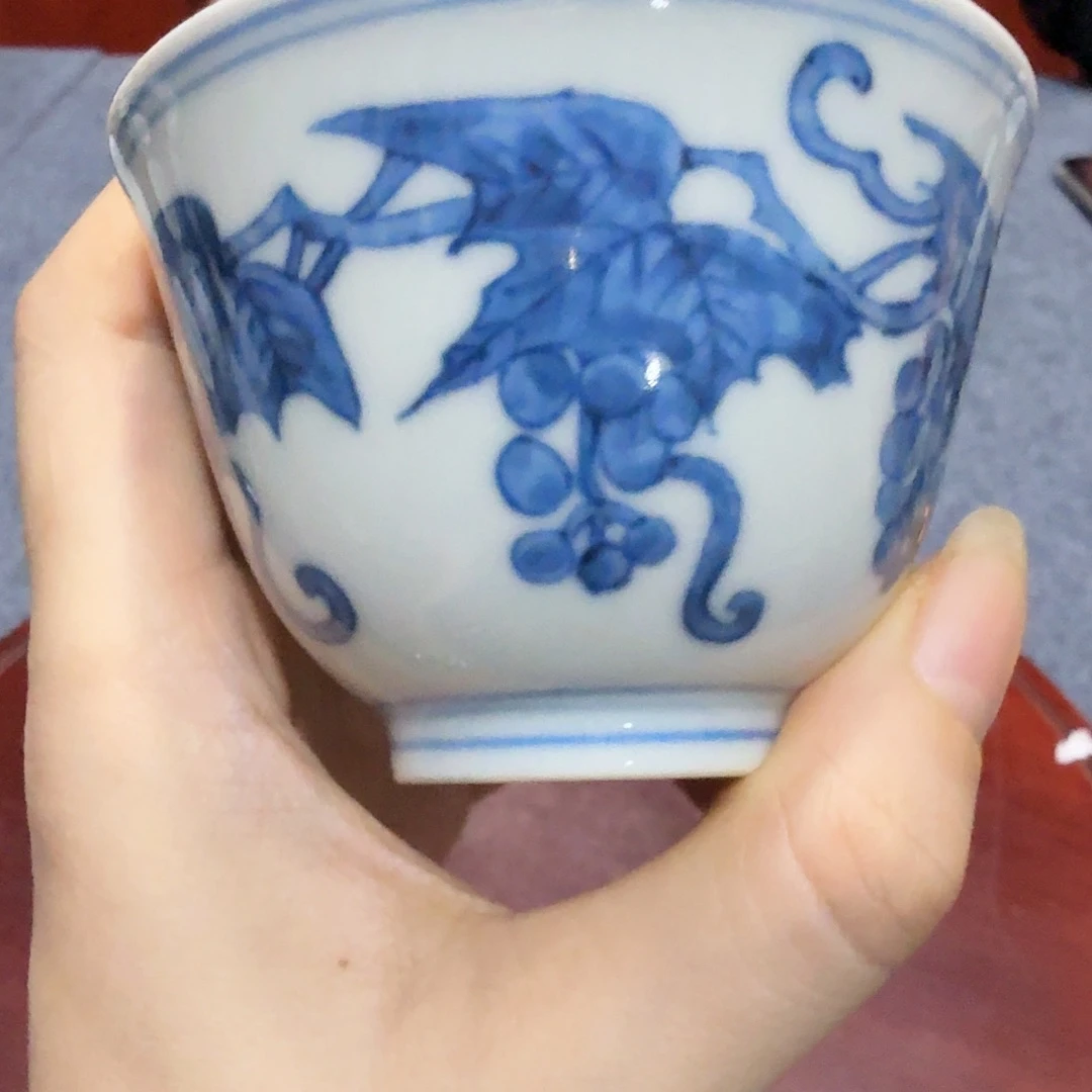 人***月瓷片青花杯子一件完整完整