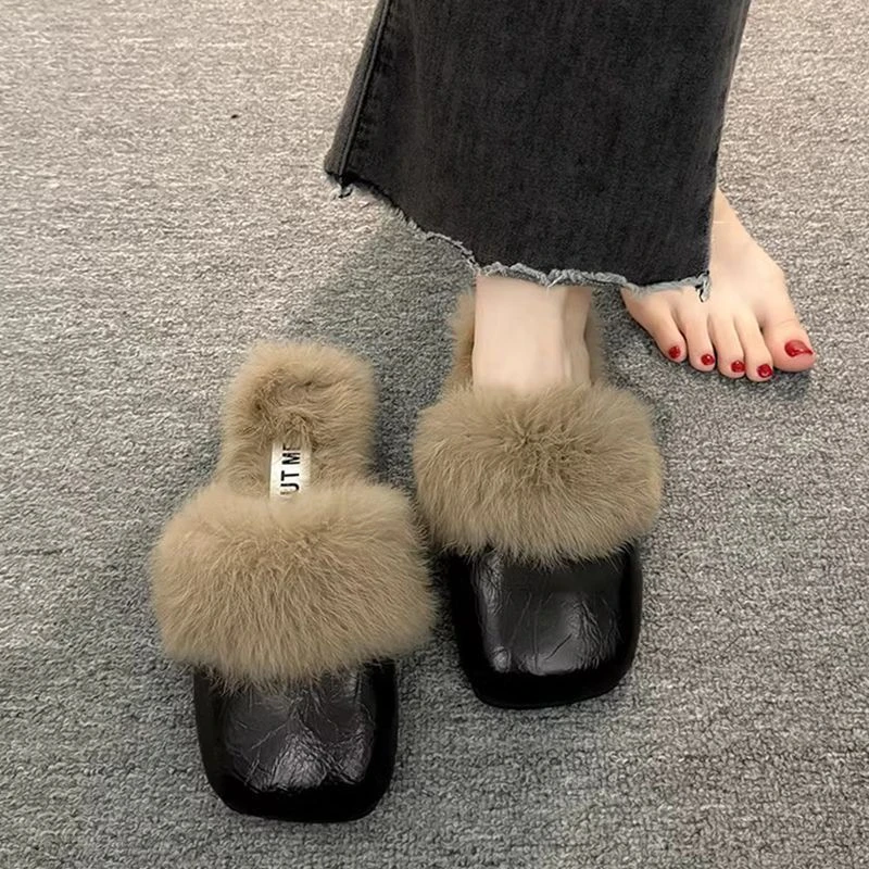法式绝美包秋冬毛毛拖鞋加绒女外2025底新款穆勒懒人外出XF网红