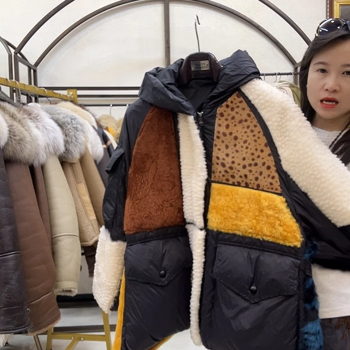 真皮皮衣皮毛一体羽绒服150斤以内