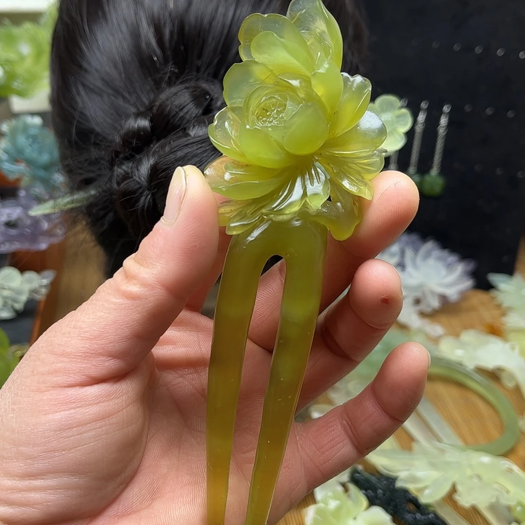 非金属天然岫玉发簪