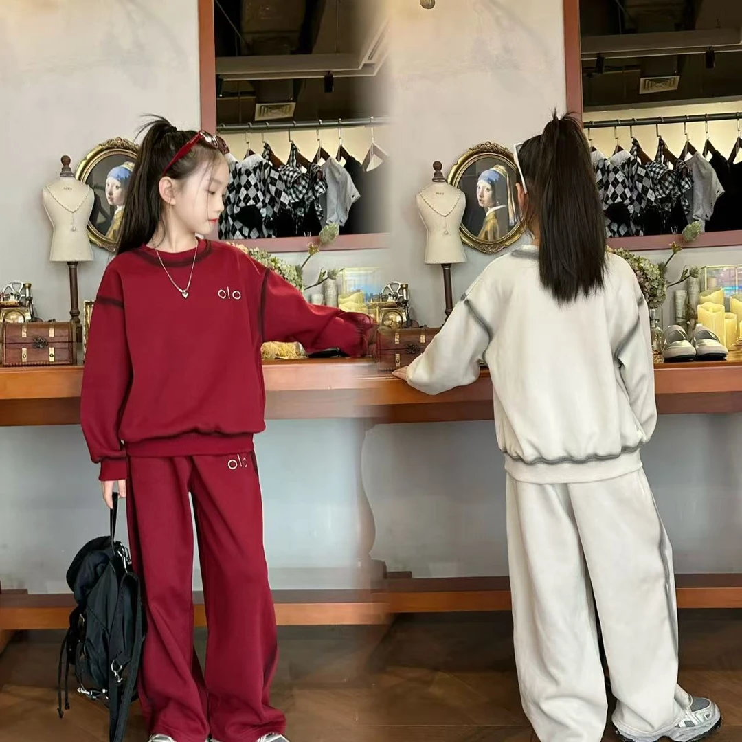 女童秋季套装2025新款6-12岁小女孩时尚洋气卫衣直筒裤两件套潮