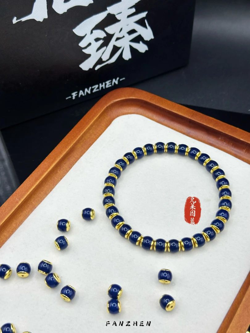 白玉菩提手串文玩珠串菩提佛珠金盾镶嵌老型珠新中式国风百搭单圈