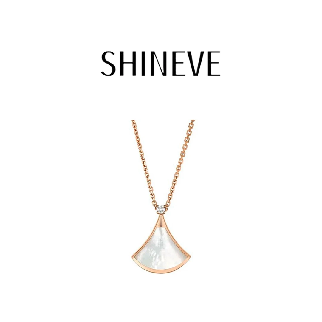 铜合金项链 顺丰包邮【镀K金】小白贝扇子时尚项链白色百搭素款