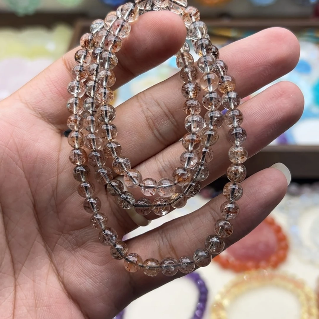 水晶手链未镶嵌黑金超三圈