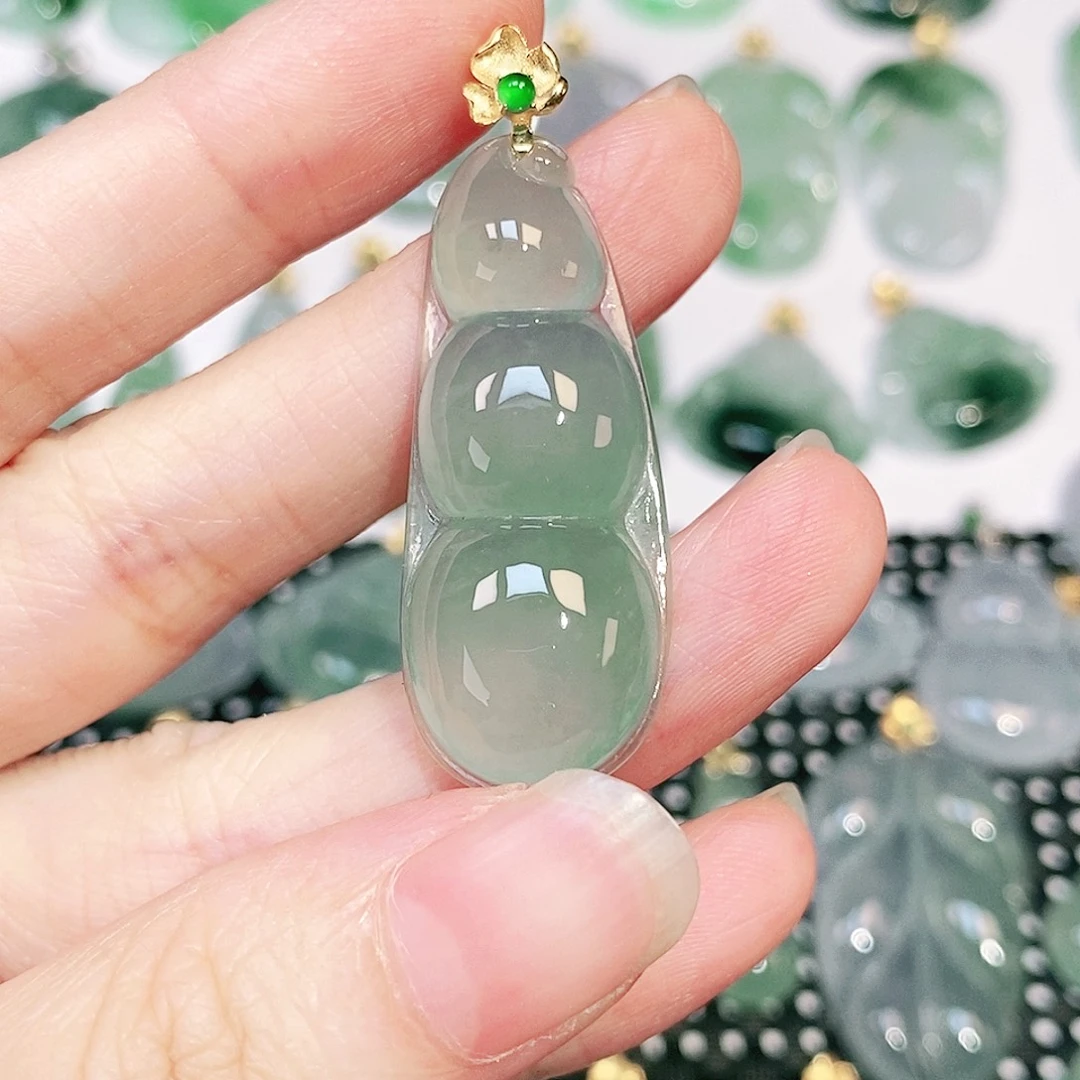 吊坠(不含链)18K金镶嵌翡翠