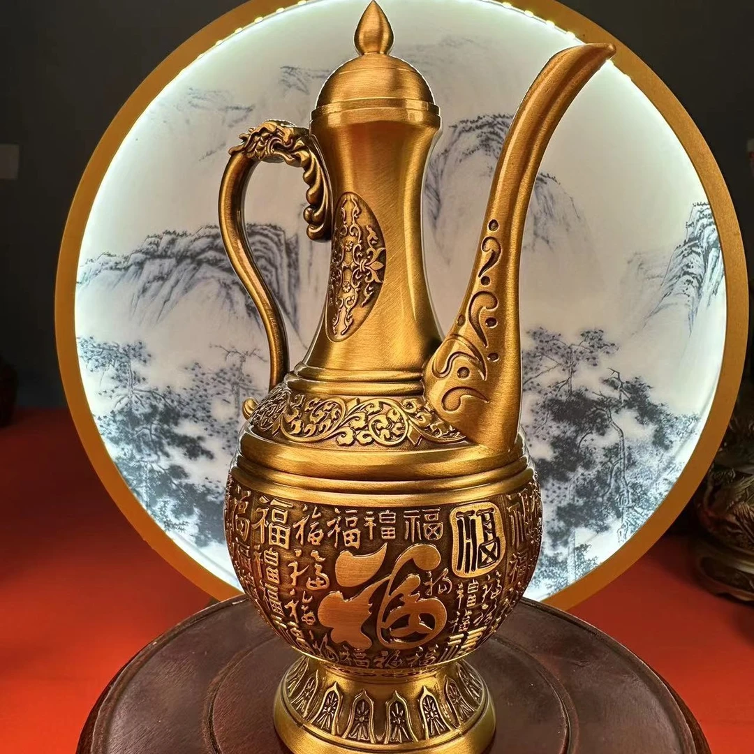 黄铜精致百福酒壶高档酒壶[宽12高17重480g]