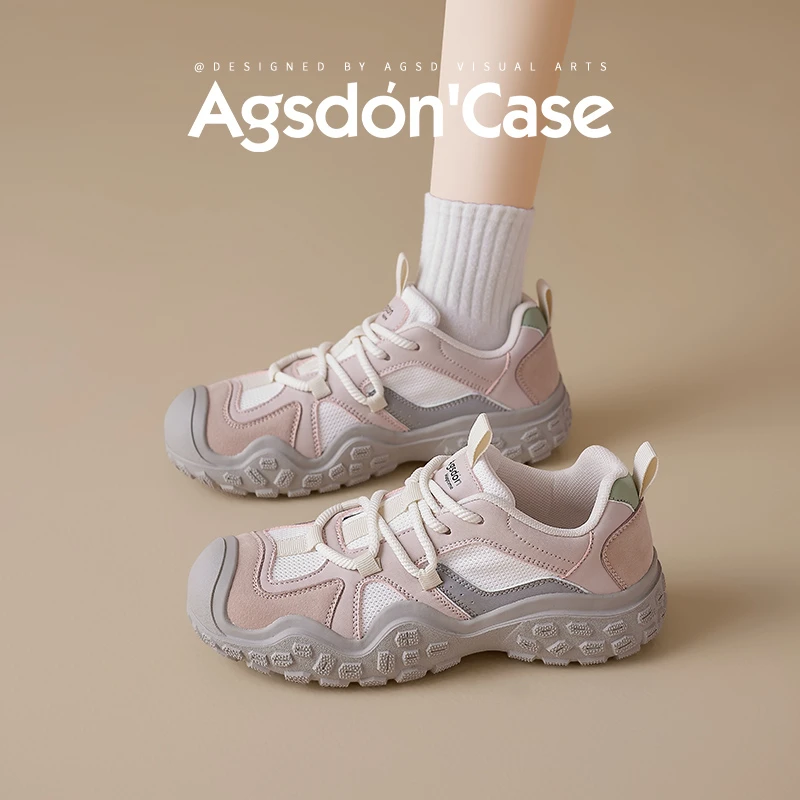 奥古狮登户外登山鞋女2025新款夏季徒步轻便防滑休闲丑萌运动鞋