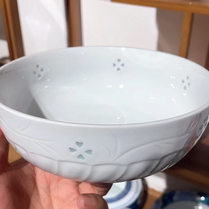 全新清秀底款满浮雕玲珑大面碗