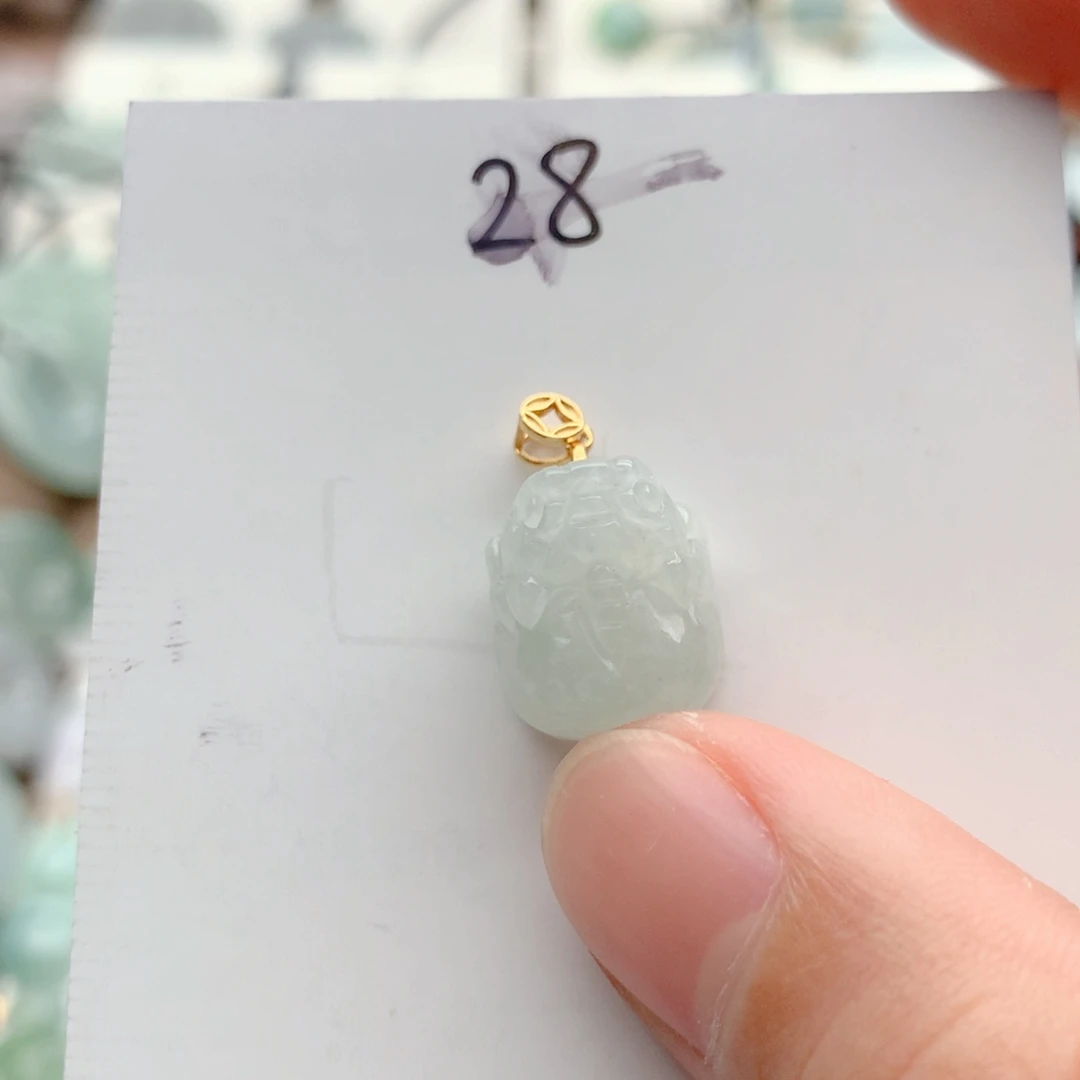 颈饰银S925镀金镶嵌翡翠吊坠