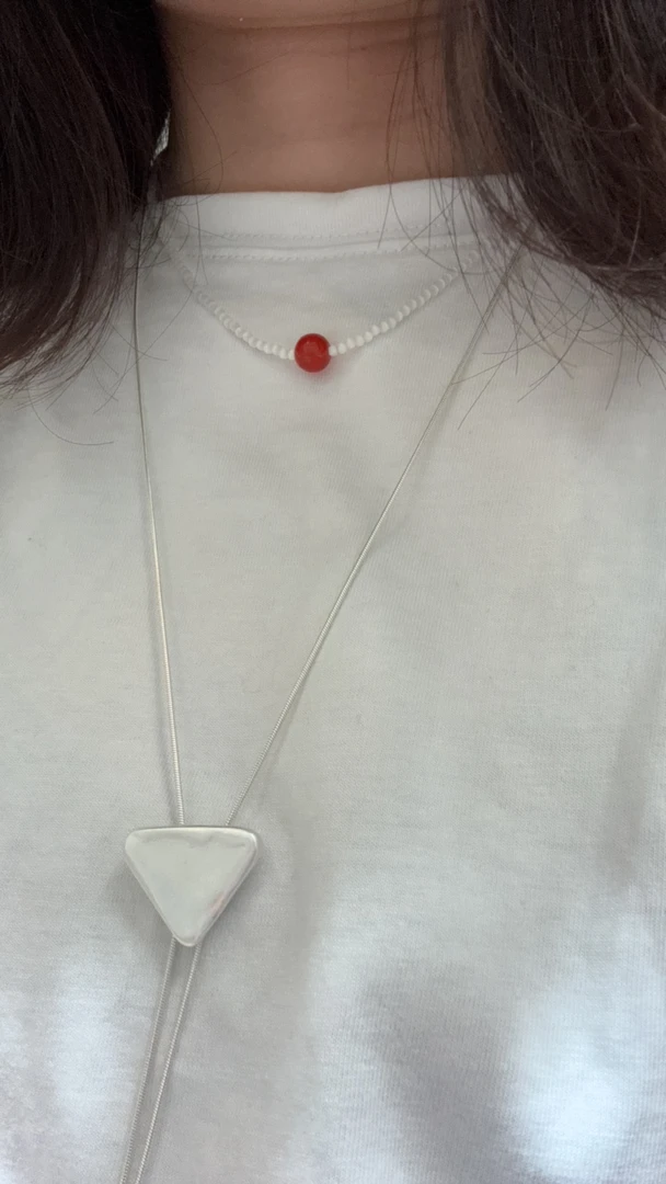 合金琉璃项链 韩版白石头红珠链