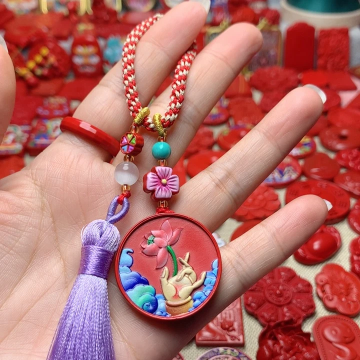 天然辰砂工艺品朱砂包包挂