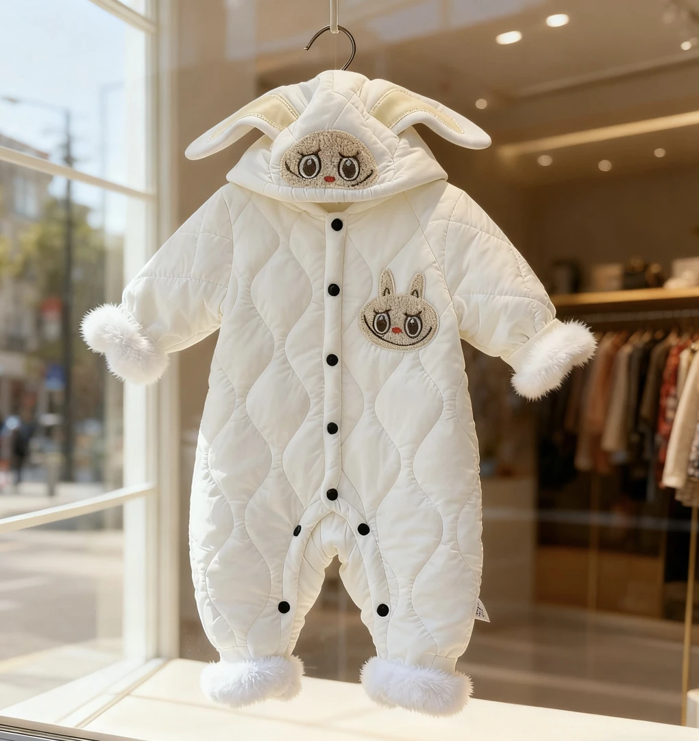 A类连帽爬服长袖秋冬哈衣冬季保暖通用男女宝婴儿加厚加绒冬款