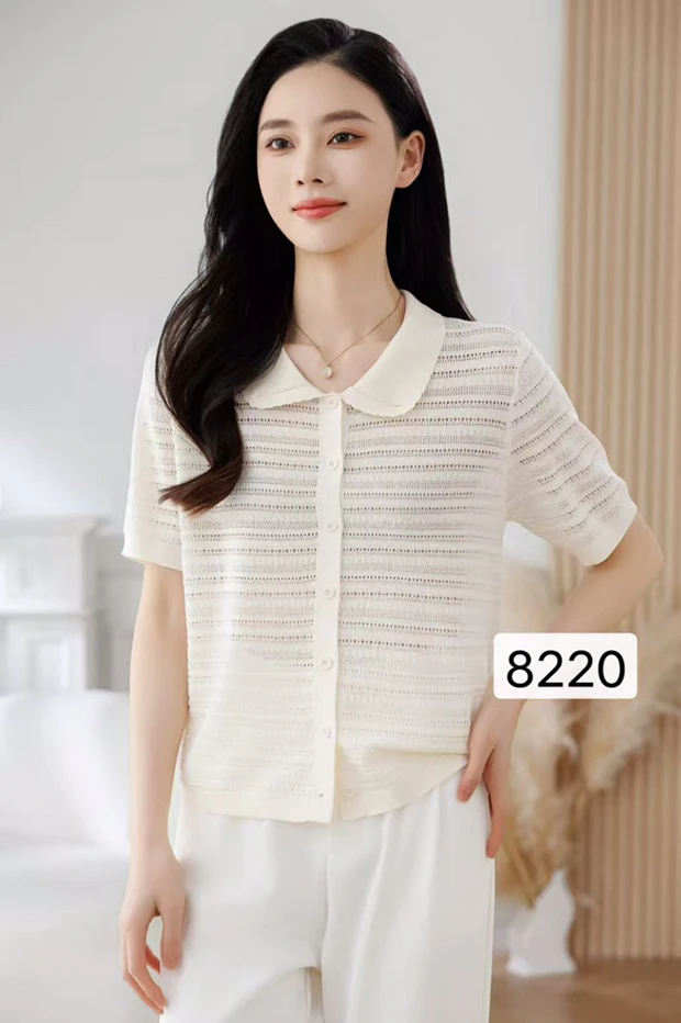 无品牌8220翻领花边短袖