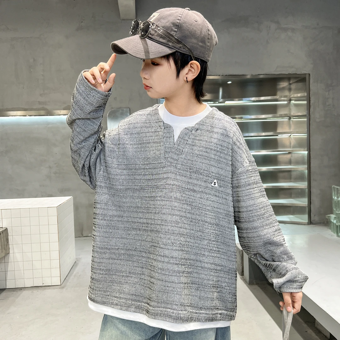 童装男童秋装上衣中大童宽松卫衣长袖休闲打底衫痞帅炸街潮牌t恤