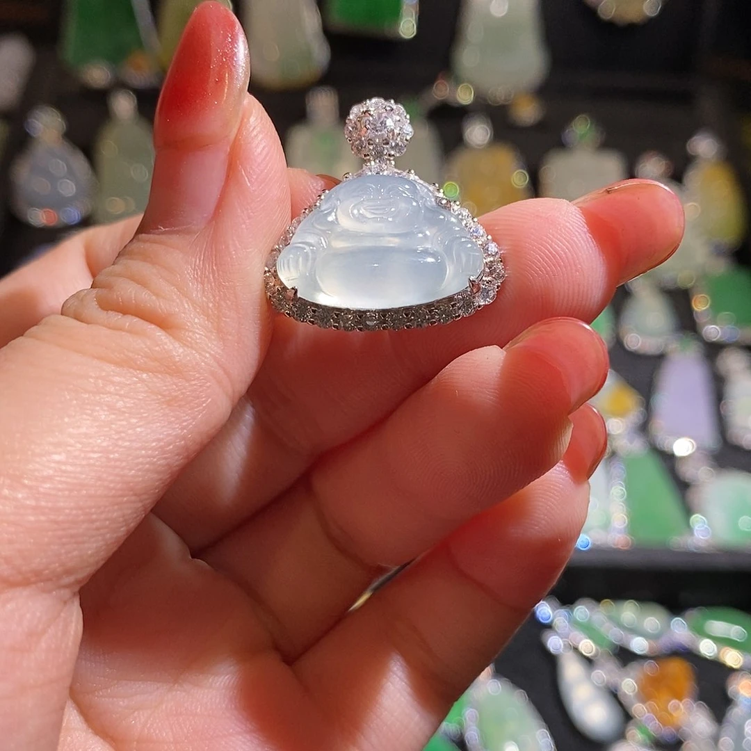 颈饰银S925镶嵌翡翠天然翡翠