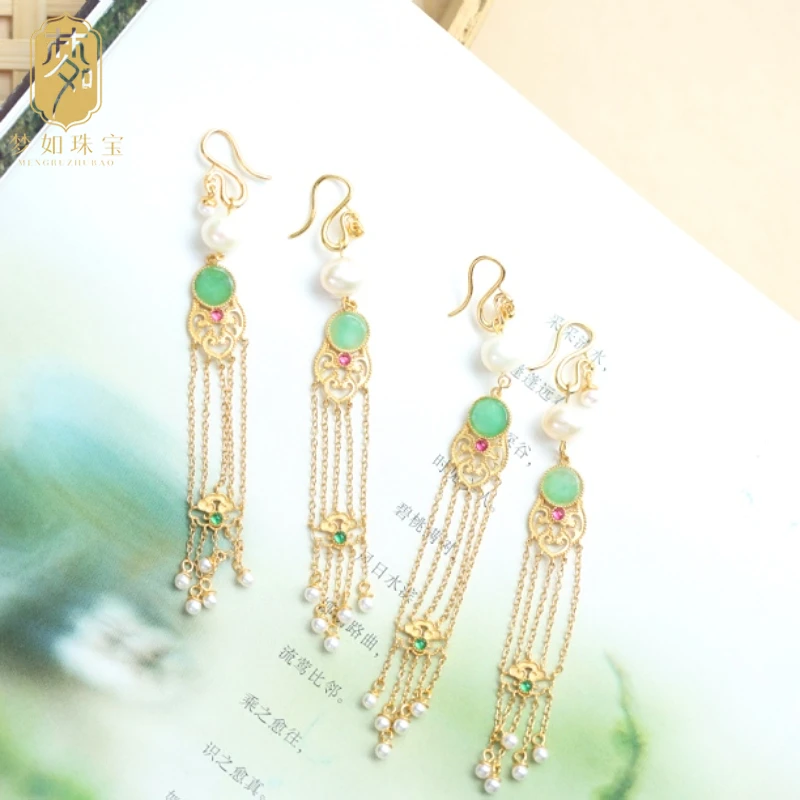 亭亭翠·翡翠凤凰衔珠流苏耳坠HG（多样性发其一）