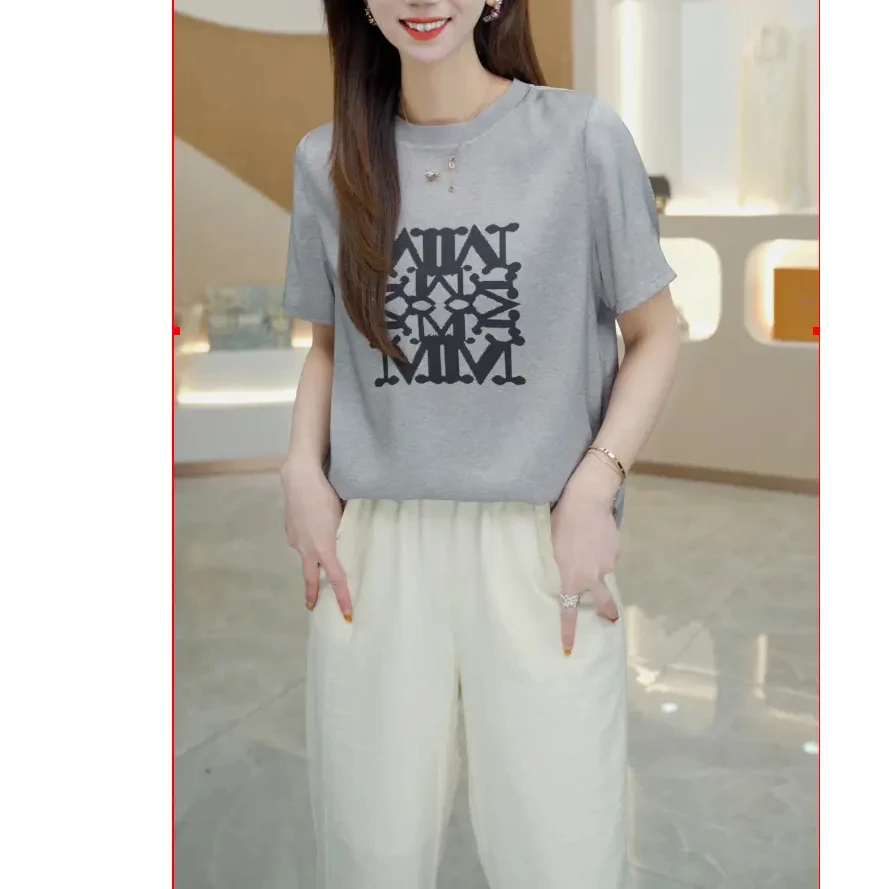 [现货]2025年新款时尚气质显瘦休闲设计感桑蚕丝重磅双乔T恤