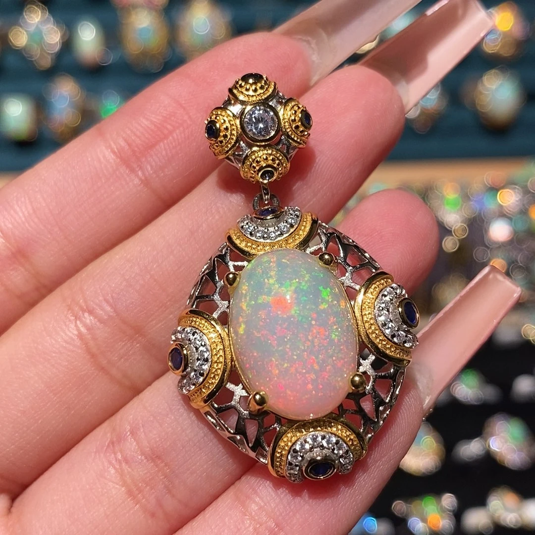 欧泊银S925镶嵌吊坠