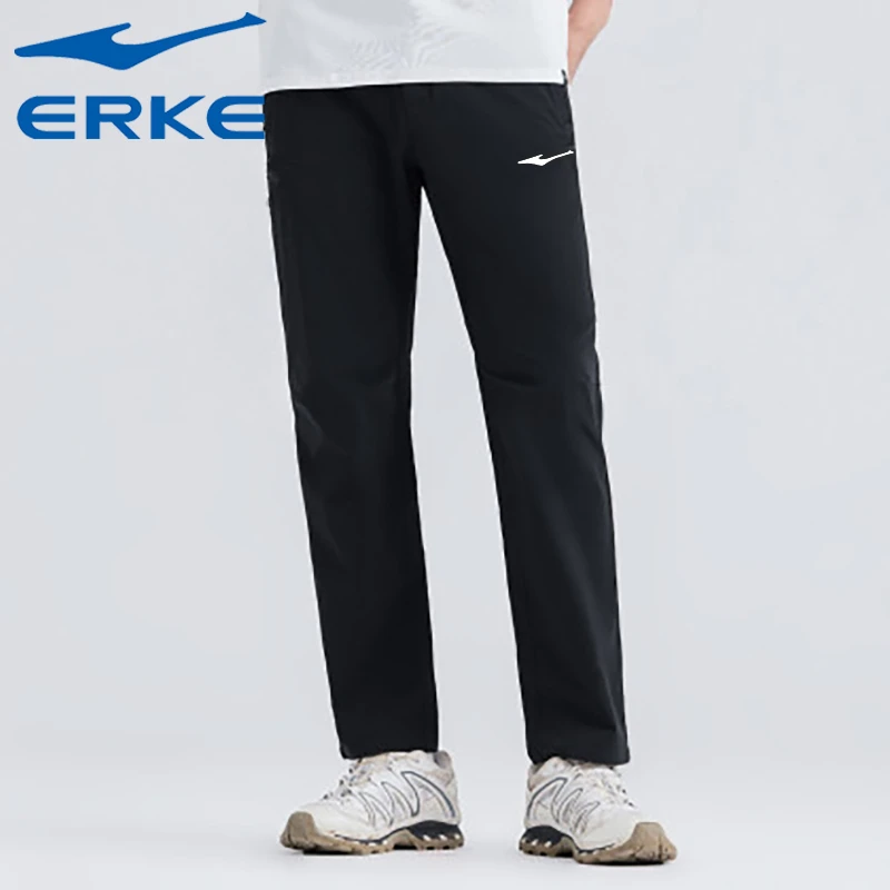 鸿星尔克夏季男裤2025新款透气速干运动裤冰丝薄款休闲直筒九分裤