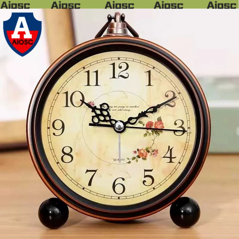 欧式复古桌面时钟学生闹钟美式静音台钟客厅时钟摆件钟表座钟