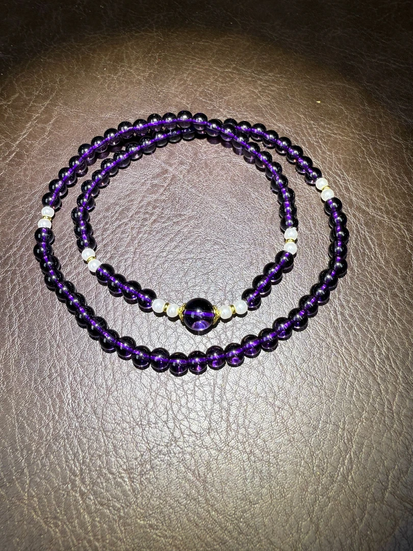 595紫水晶6mm精品多圈手串yw595（无礼盒）