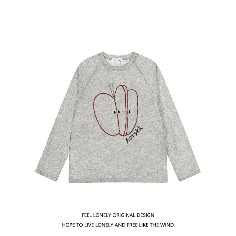 【ZHAP】新款早秋款防晒罩衫长袖t恤上衣浅灰色百搭港风简约高街风