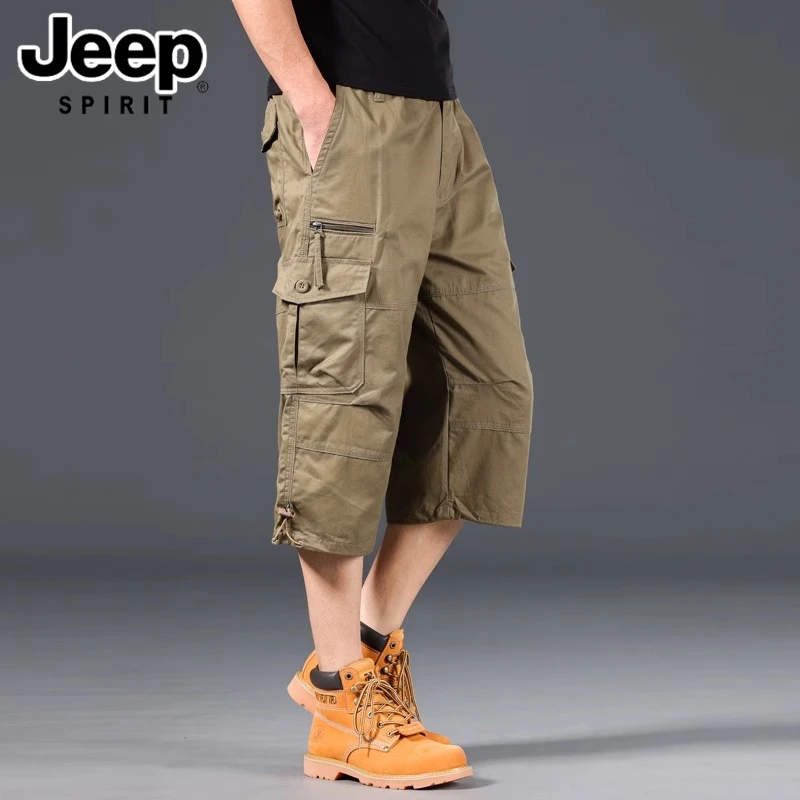 JEEPSPIRIT吉普男士短裤夏季耐磨七分裤休闲宽松直筒裤户外工装裤