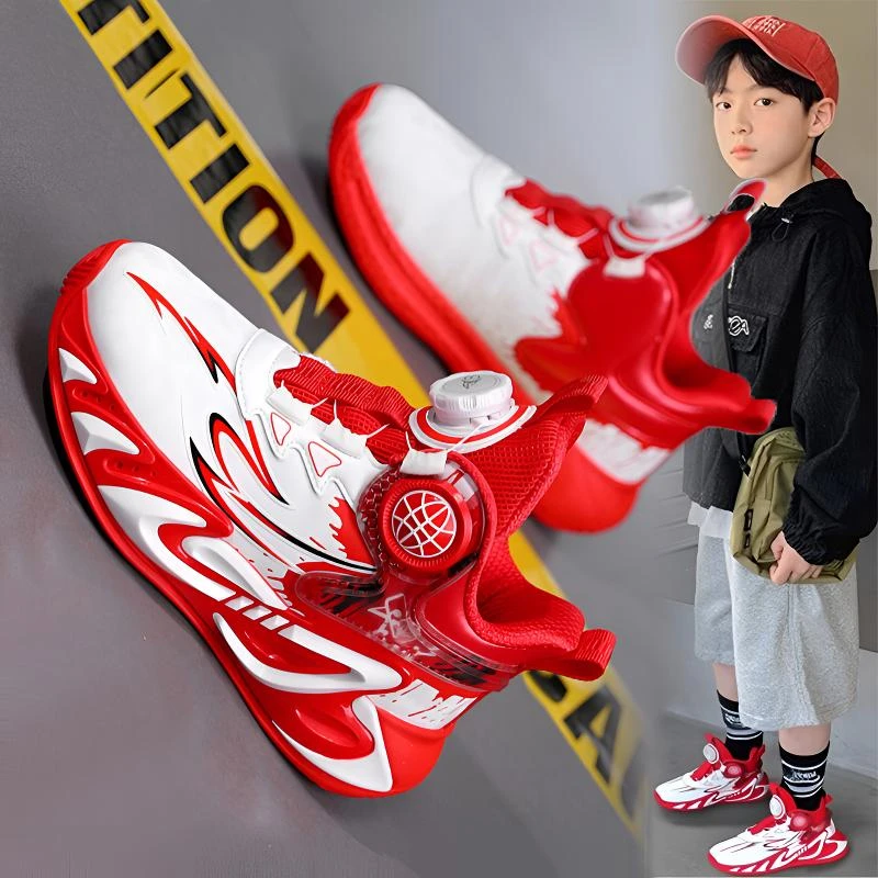 36l℃断码男童鞋秋冬款旋转纽扣儿童皮面运动鞋男孩耐磨防滑篮球鞋