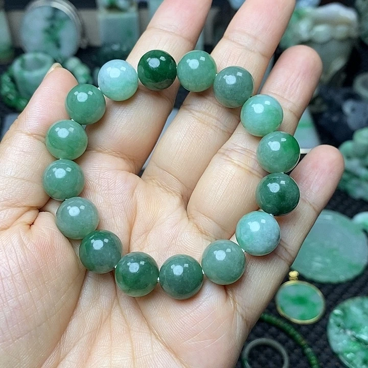 翡翠未镶嵌颈饰缅甸天然翡翠手串