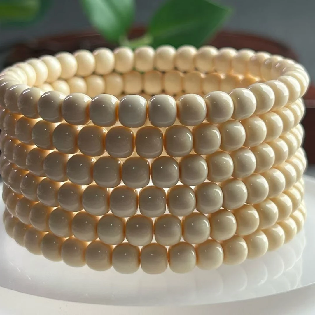 天然猛犸牙5*6精品极润老型单圈手串