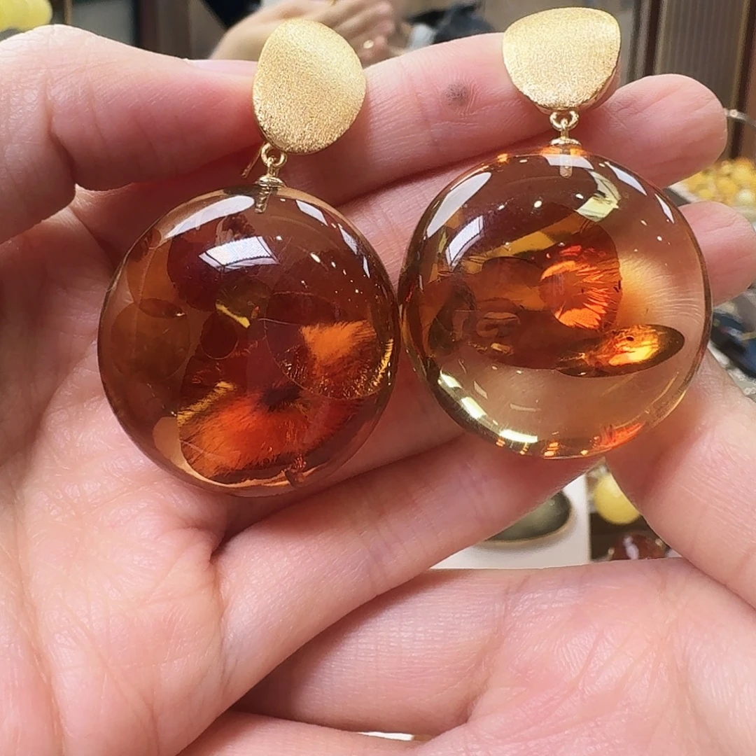 琥珀未镶嵌颈饰耳坠