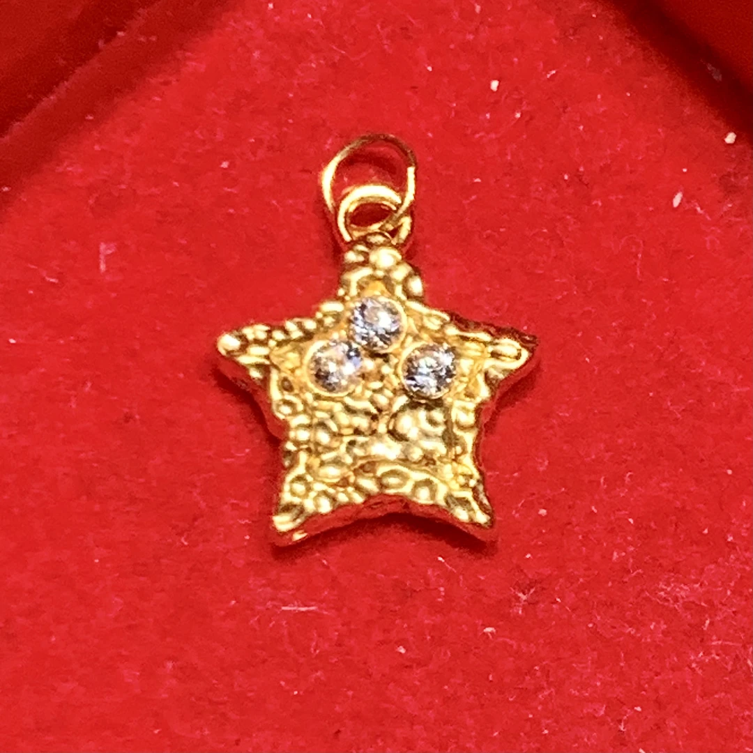 【水贝黄金工厂】黄金足金999星星锤纹配件(赠合金链）