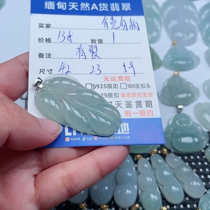 翡翠颈饰银S925镶嵌天然翡翠吊坠