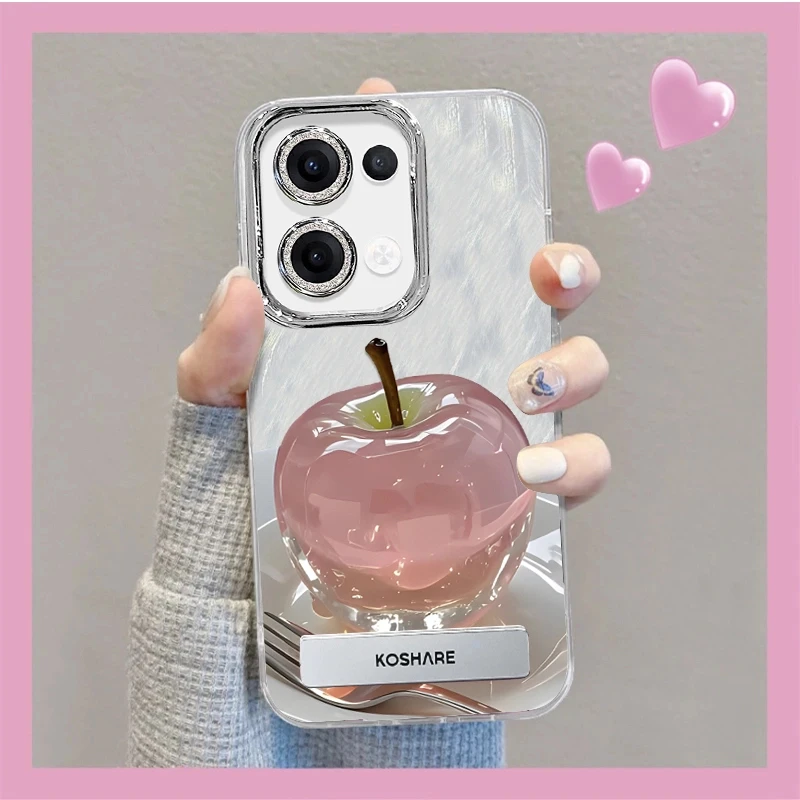 适用于OPPORENO13精孔羽纱水晶苹果全包镜头手机壳