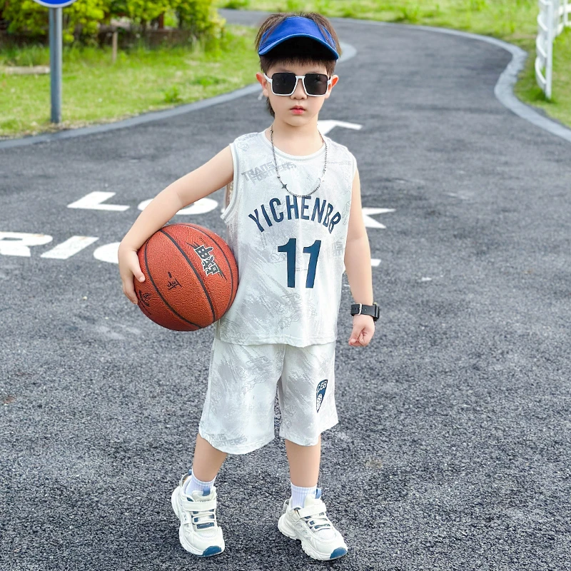 男童夏装背心套装2025新款酷帅中小童夏季无袖韩版宝宝速干篮球服