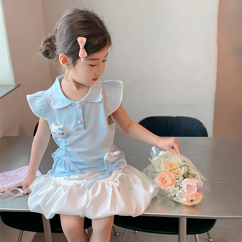 清仓女童套装2025新款洋气女宝宝夏季裙子两件套儿童Polo领运动服
