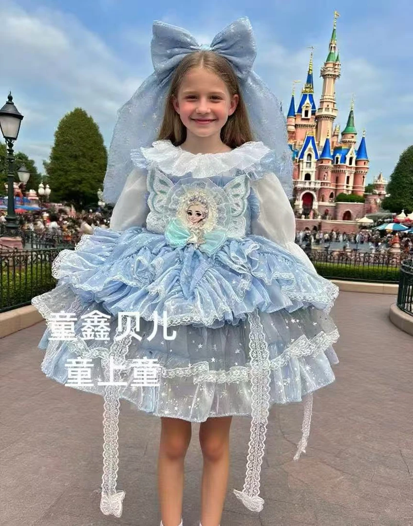 秋季冬季短袖长袖女公主风连衣裙洋装星星女孩吊带裙时尚洋气甜美