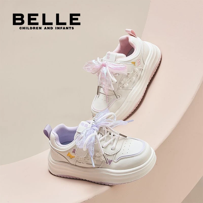 BELLE/百丽2025秋季新款女童休闲鞋运动鞋开学季小白鞋L5Q347 ZB