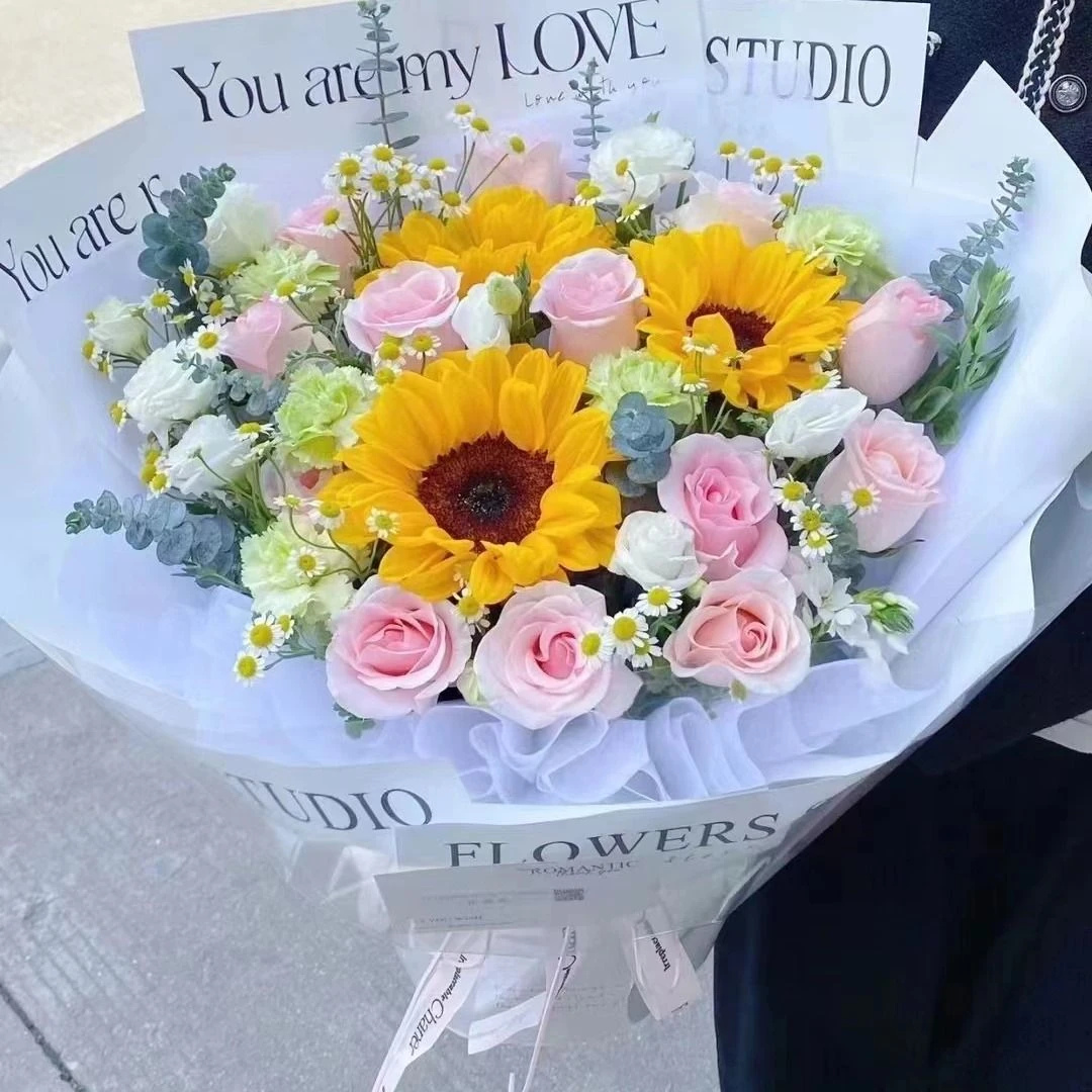 【心想事成】3朵向日葵搭配粉玫瑰花束毕业季送女友送恋人鲜花店送花上门