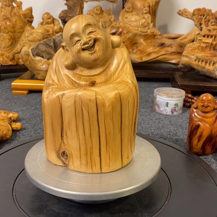 柏木（崖柏）崖柏弥勒佛摆件根雕工艺品