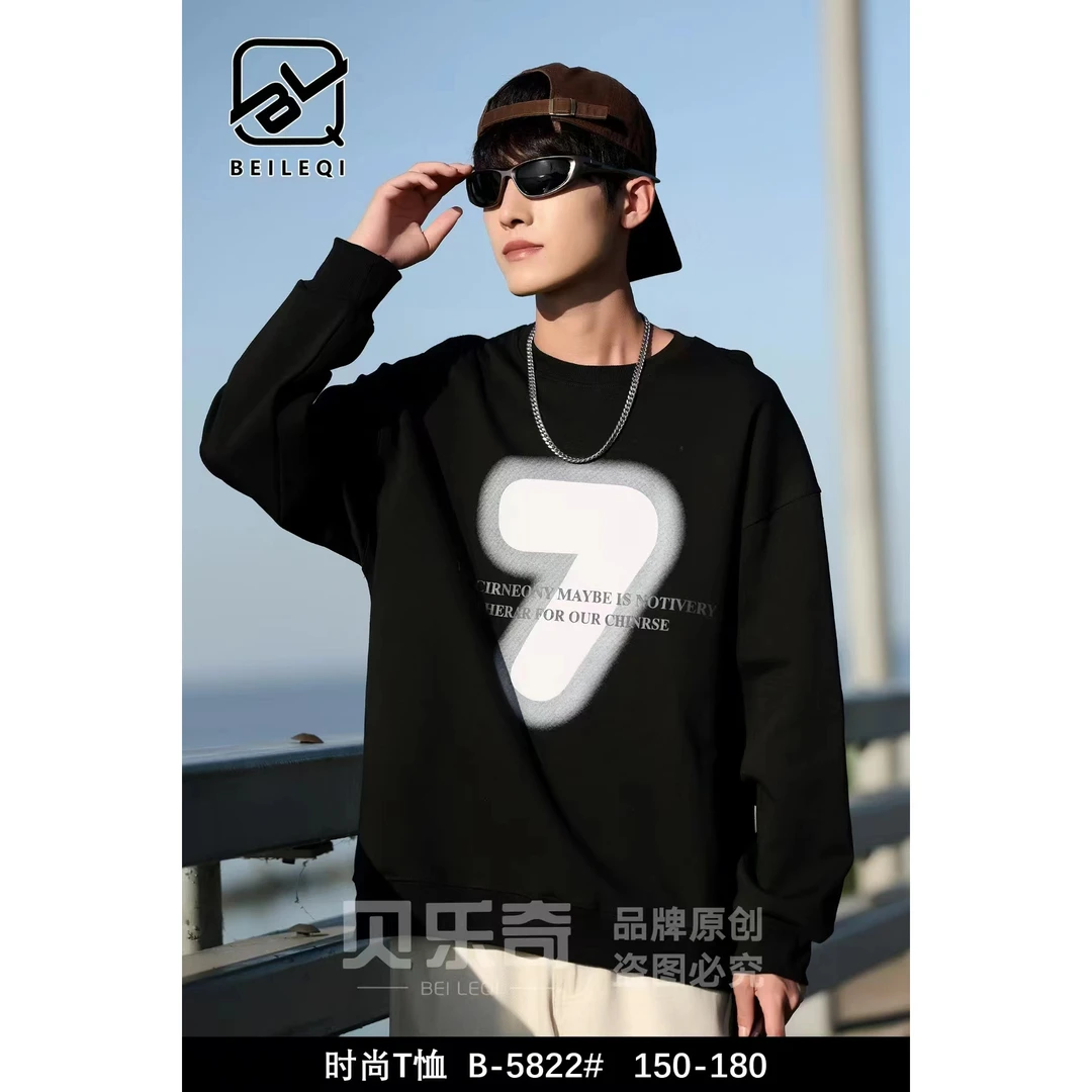 【5822-黑色】青少年春款卫衣