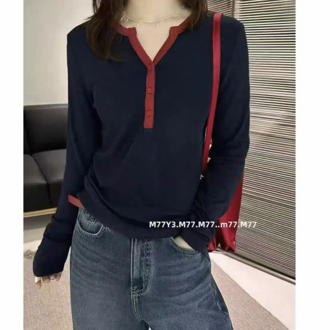常规辣妹风极简风长袖T恤套头秋季打底衫减龄