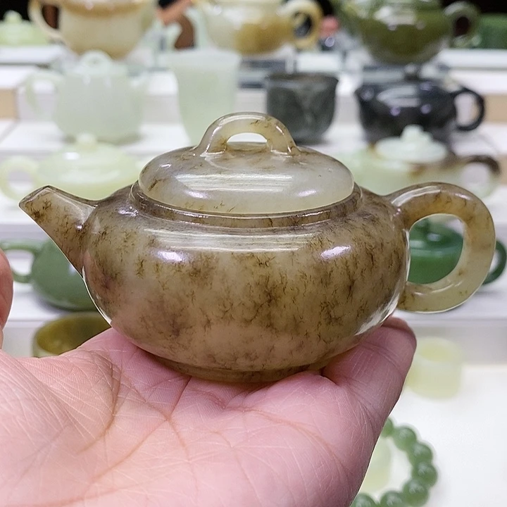 未镶嵌和田玉挂件茶壶130m l